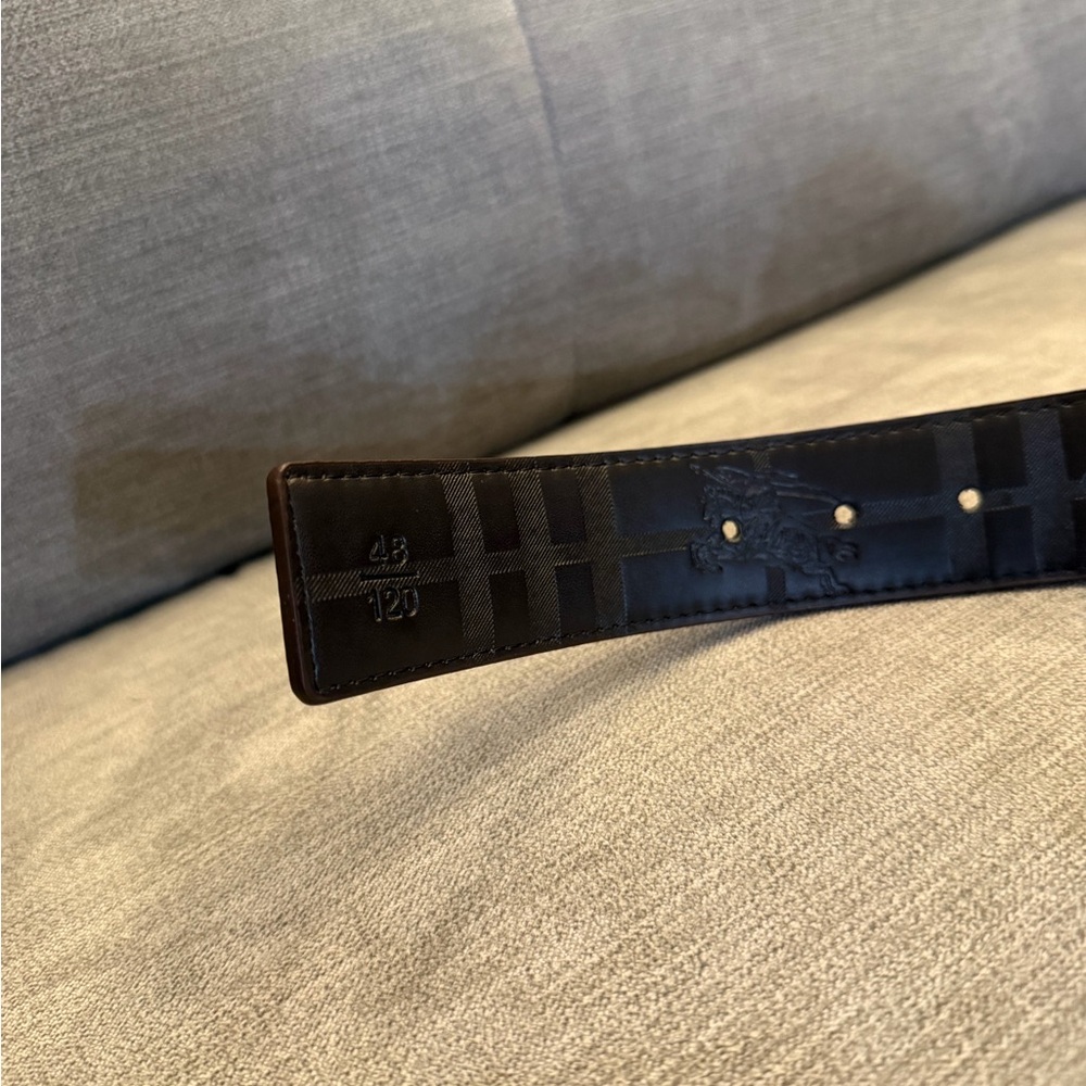 Burberry Brown / Beige Belt with Gold Buckle Men - Picture 5 of 5